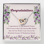Congratulations Wonderful Journey Of Motherhood Ahead Mama To Be Interlocking Hearts Pendant Necklace - Interlocking Hearts Necklace