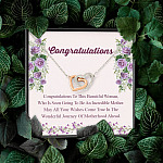Congratulations Wonderful Journey Of Motherhood Ahead Mama To Be Interlocking Hearts Pendant Necklace