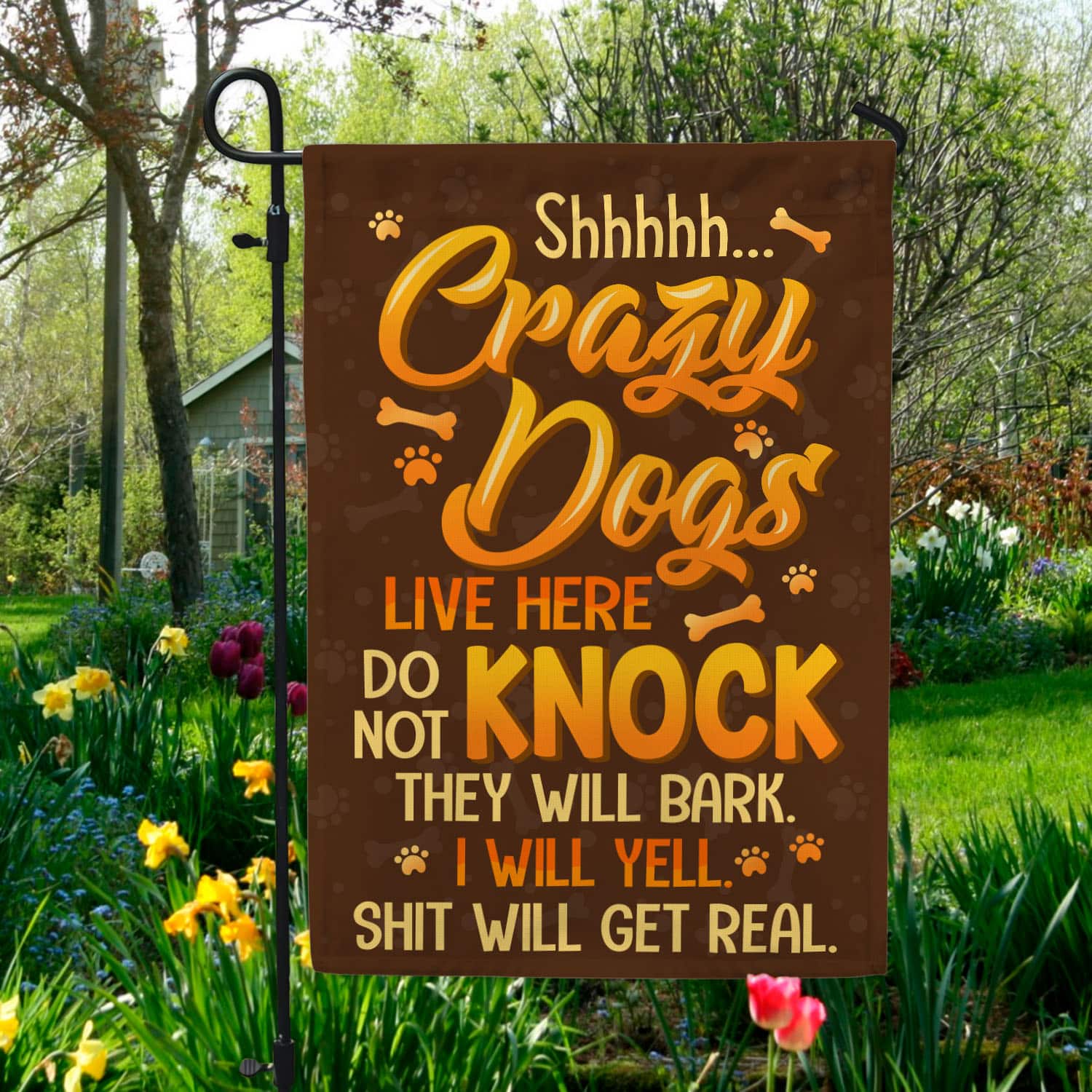 4O. Crazy Dogs-30x40 Garden Flag Mockup 5