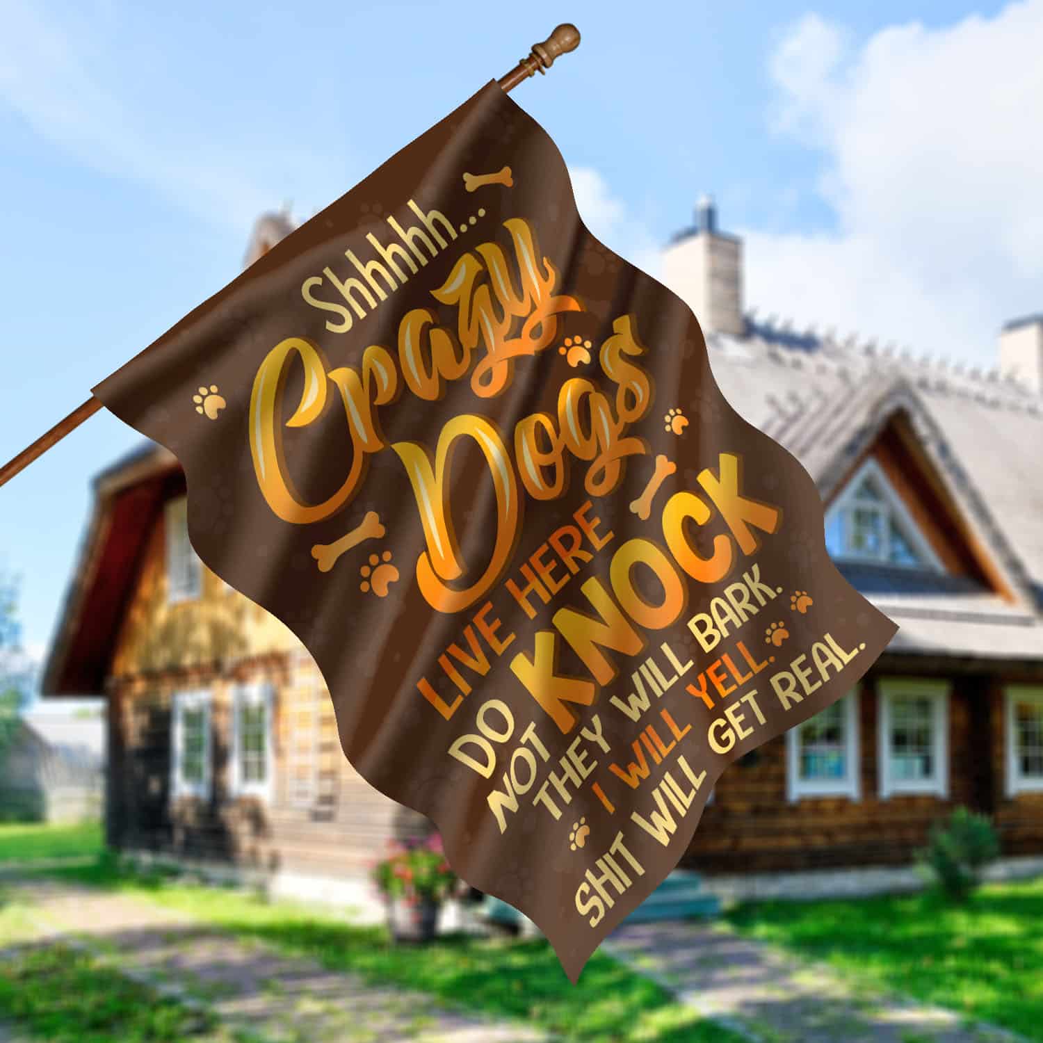 4O. Crazy Dogs-30x40 House Flag Mockup 5