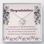 Congratulations Wonderful Journey Of Motherhood Ahead Mama To Be Love Knot Necklace - Mom To Be Gifts - Love Knot Necklace