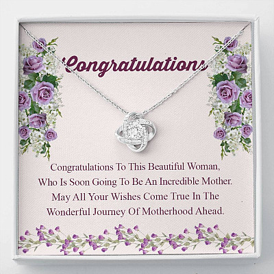 Congratulations Wonderful Journey Of Motherhood Ahead Mama To Be Love Knot Necklace - Mom To Be Gifts - Love Knot Necklace