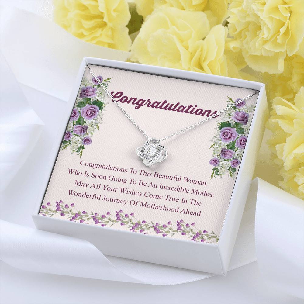 Congratulations Wonderful Journey Of Motherhood Ahead Mama To Be Love Knot Necklace - Mom To Be Gifts