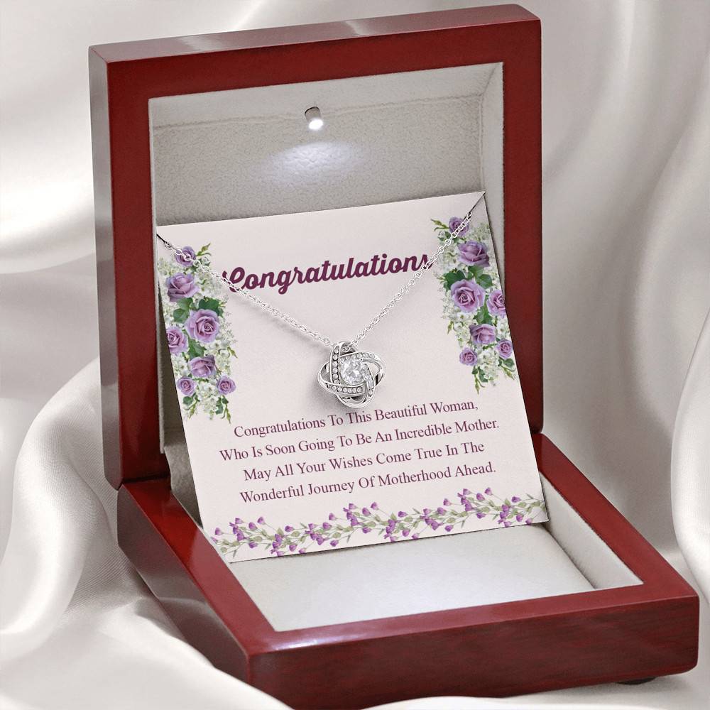 Congratulations Wonderful Journey Of Motherhood Ahead Mama To Be Love Knot Necklace - Mom To Be Gifts
