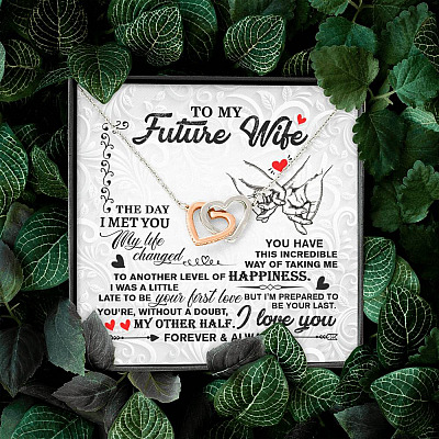 To My Future Wife The Day I Met You My Life Change Interlocking Hearts Pendant Necklace Girlfriend Fiance Gift