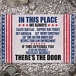 In This Place We Always Salute Our Flag Support Our Troops Doormat - Outdoor Indoor Doormat