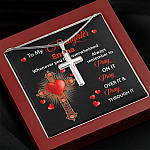 Personalized Name To My Daughter Whenever You Feel Overwhelmed Remember To Pray On It Cross Pendant Necklace