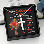 Personalized Name To My Daughter Whenever You Feel Overwhelmed Remember To Pray On It Cross Pendant Necklace