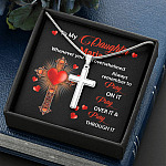Personalized Name To My Daughter Whenever You Feel Overwhelmed Remember To Pray On It Cross Pendant Necklace