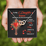 Personalized Name To My Daughter Whenever You Feel Overwhelmed Remember To Pray On It Interlocking Hearts Pendant Necklace