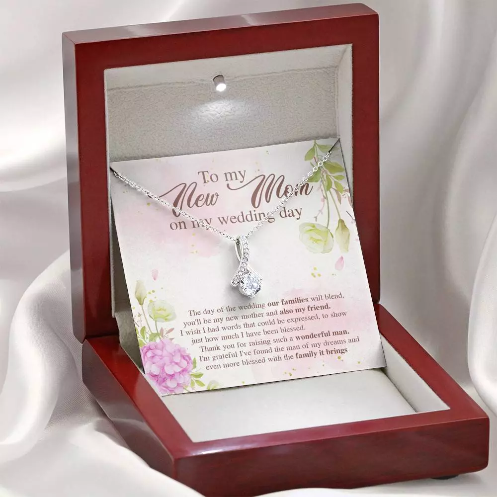 To My New Mom On My Wedding Day The Day Of The Wedding Our Families Will Blend Alluring Beauty Necklace