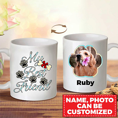 Alternative view of Personalized Photo My Best Friend Pet Double-Sided Ceramic Coffee Mug - Beer Stein - Water Bottle