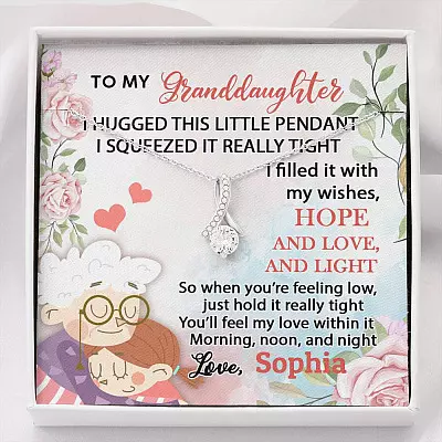 Personalized Name To My Granddaughter I Hugged This Little Pendant Alluring Pendant Necklace - Alluring Beauty Necklace
