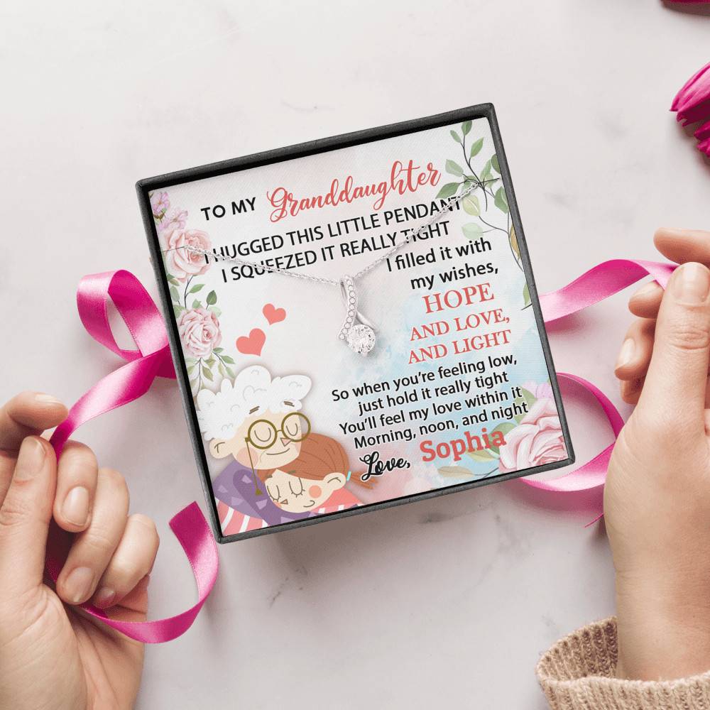 Personalized Name To My Granddaughter I Hugged This Little Pendant Alluring Pendant Necklace