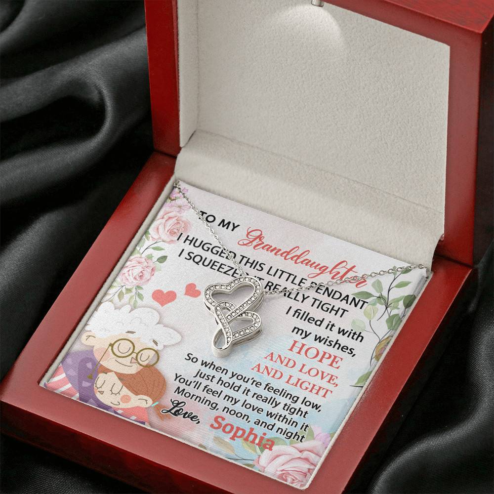 Personalized Name To My Granddaughter I Hugged This Little Pendant Double Hearts Necklace Pendant Necklace