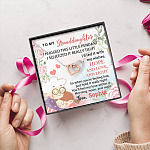 Personalized Name To My Granddaughter I Hugged This Little Pendant Interlocking Hearts Pendant Necklace