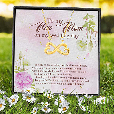 Alternative view of To My New Mom On My Wedding Day The Day Of The Wedding Our Families Will Blend Infinity Heart Pendant Necklace