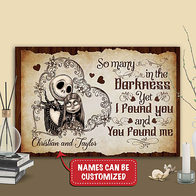 Alternative view of Personalized Couple Name So Many In The Darkness Jack I Found You Sally Found Me Custom Canvas Poster Wall Art