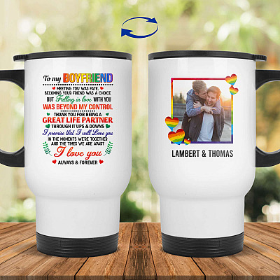 14 oz. White Travel Mug