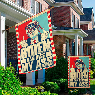 Alternative view of Biden Can Kiss My Ass Election Pro Trump Anti Joe Biden Garden Flag - Biden Not My President House Flag
