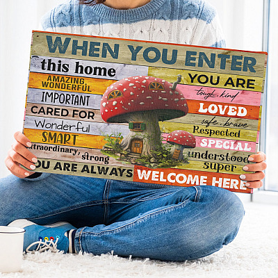 When You Enter This Home You Are Always Welcome Wrapped Framed Canvas Prints - Unframed Poster
