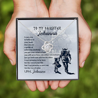 Alternative view of Personalized Name Viking to My Daughter from Dad I Want You to Believe Love Knot Pendant Necklace