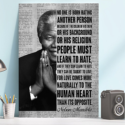 No One Is Born Hating Another Person Framed Canvas - Nelson Mandela Quotes Unframed Poster