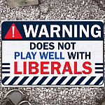 Warning Does Not Play Well with Liberals Funny Conservative Republican Entrance Outdoor Decorative Doormat