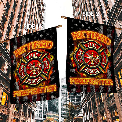 Alternative view of Retired Firefighter American Garden Flag - Being Retired Firefighter Is an Honor House Flag - Wall Flag