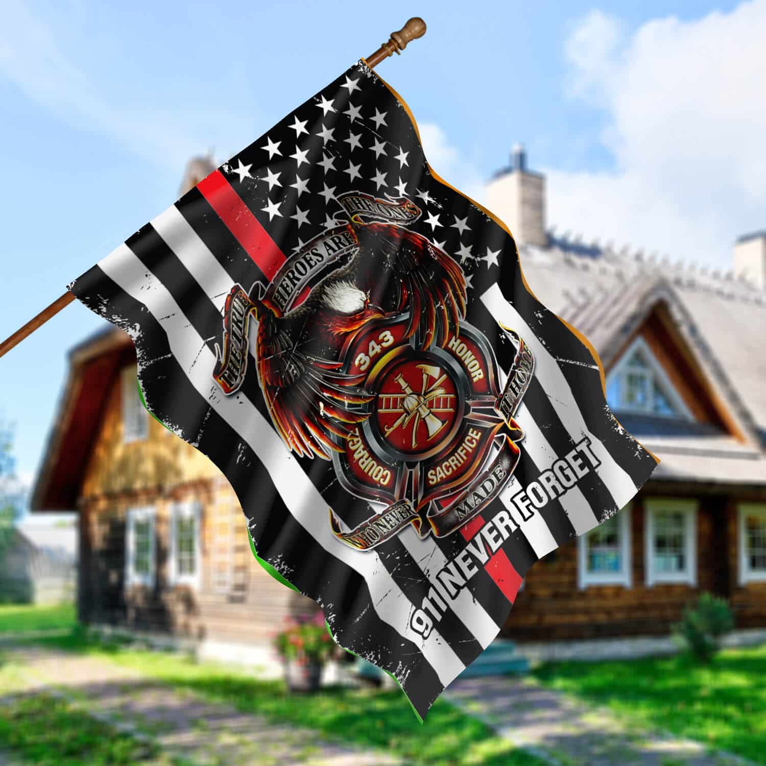 10HV. 343 Never Forget(side 1) House Flag Mockup 5