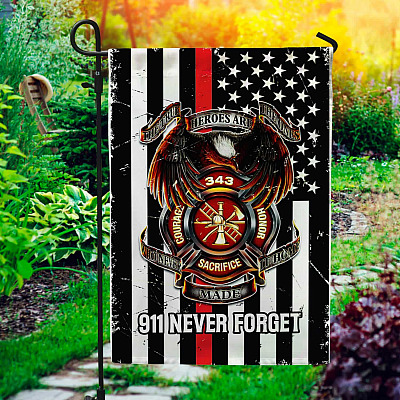 Thin Red Line American Garden Flag - We Will Never Forget House Flag - 911 Patriot Day Wall Flag