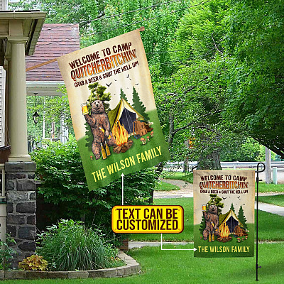 Alternative view of Personalized Camping Flag Welcome to Camp Quitcherbitchin Garden Flag - House Flag - Wall Flag
