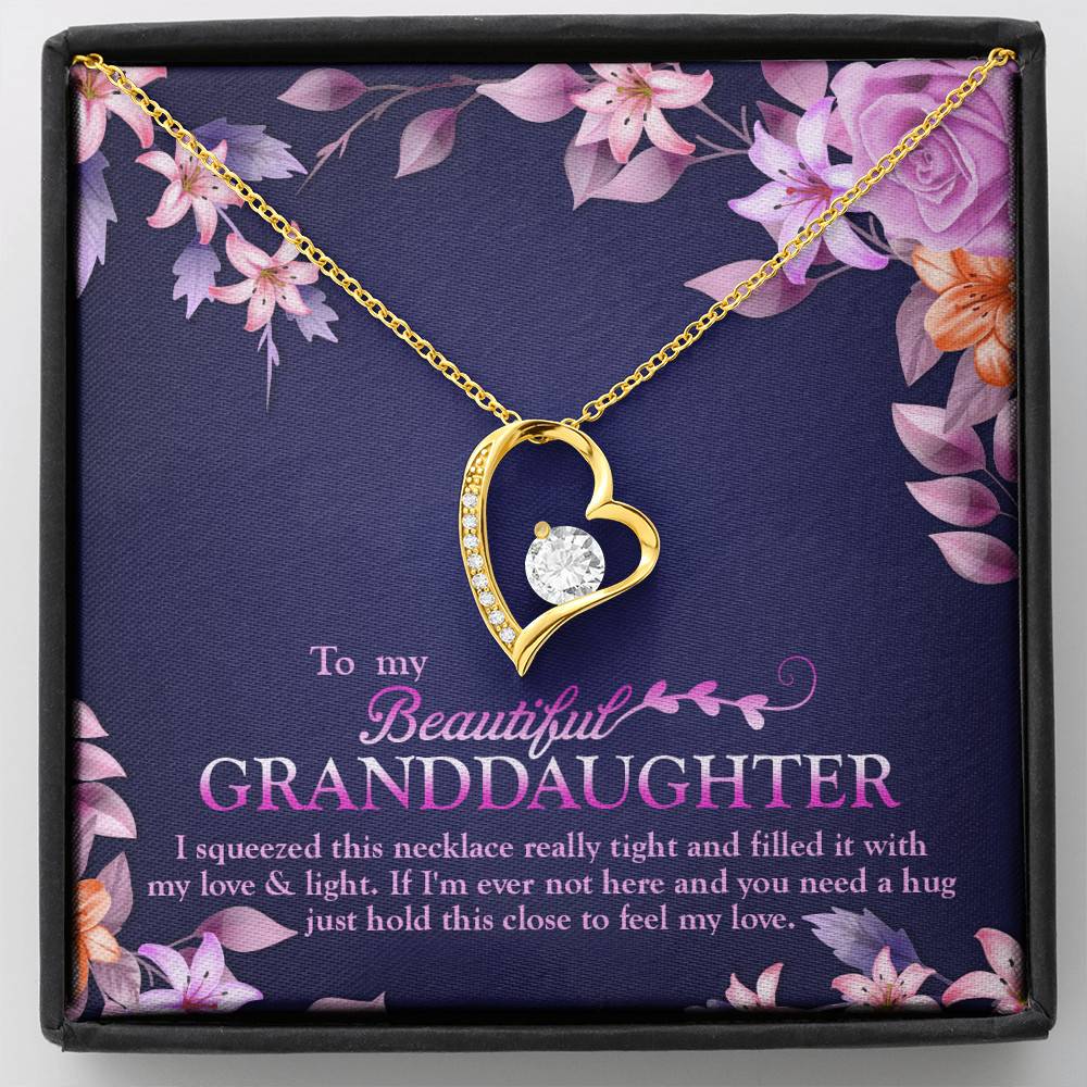To My Beautiful Granddaughter I Squeezed This Necklace Really Tight and Fill With My Love Forever Love Necklace - Forever Love Necklace (18K Yellow Gold)