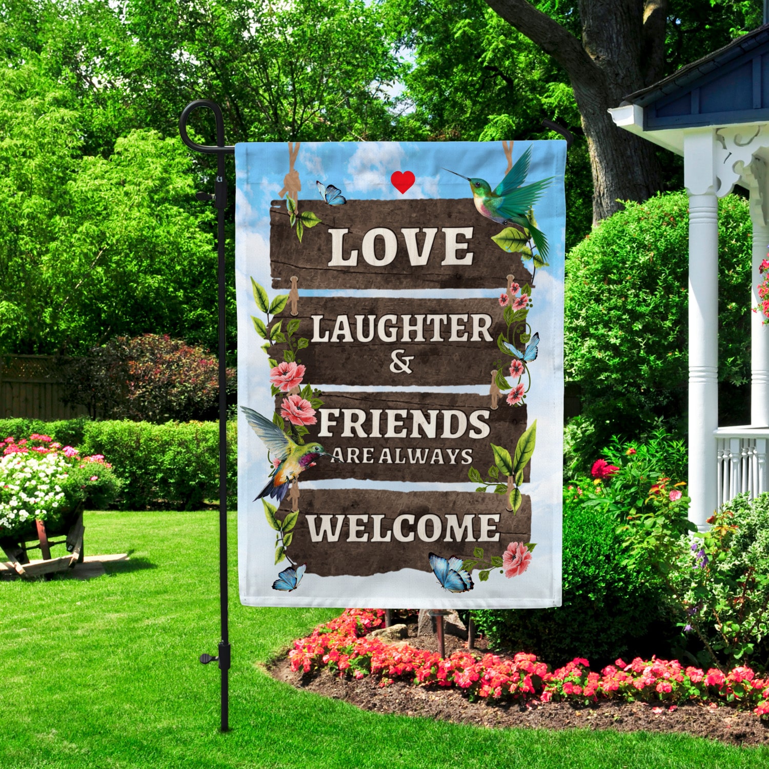 1KNG. Friends welcome_30x40 Garden Flag Mockup 2
