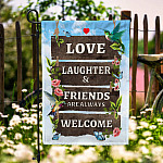 1KNG. Friends welcome_30x40 Garden Flag Mockup 6