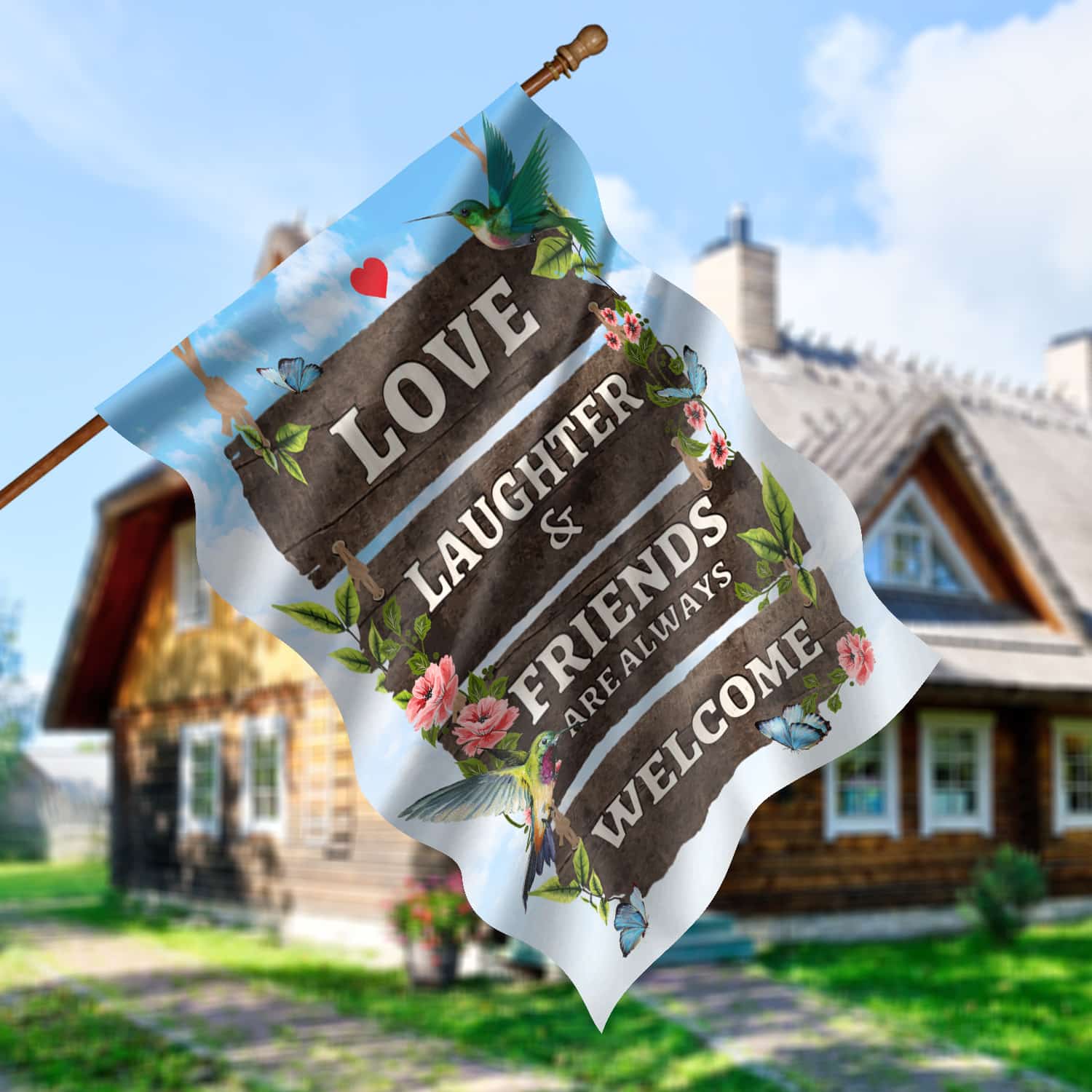 1KNG. Friends welcome_30x40 House Flag Mockup 5