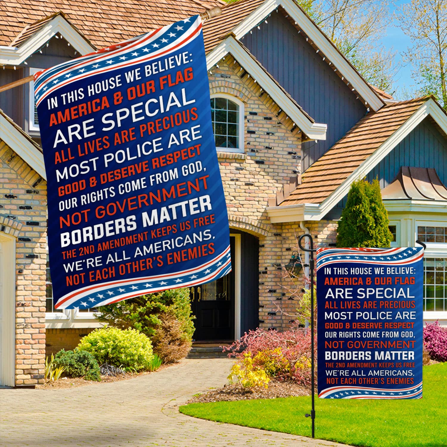 16 HG. In This House Our Flag Garden & House Mockup 3