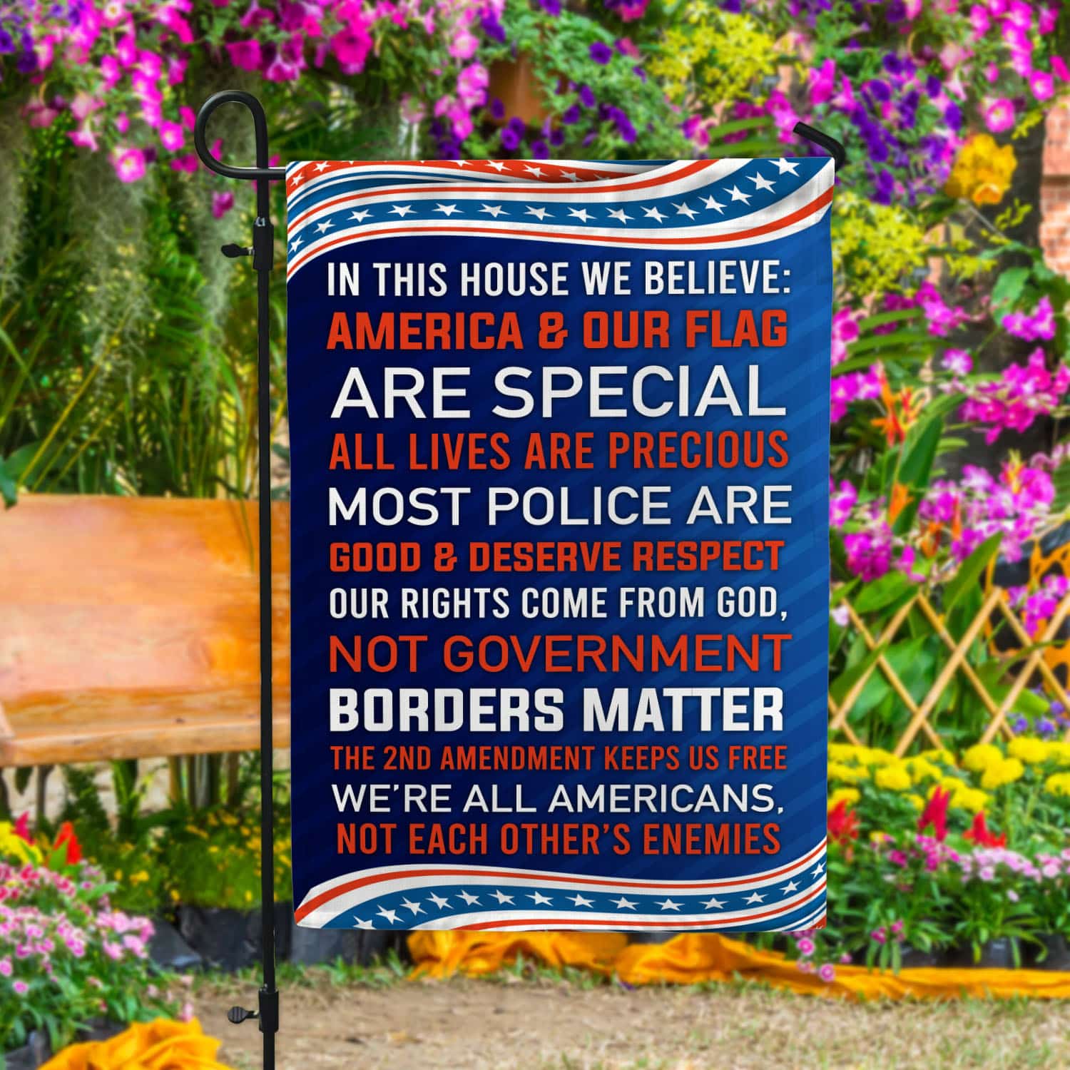 16 HG. In This House Our Flag Garden Flag Mockup 4