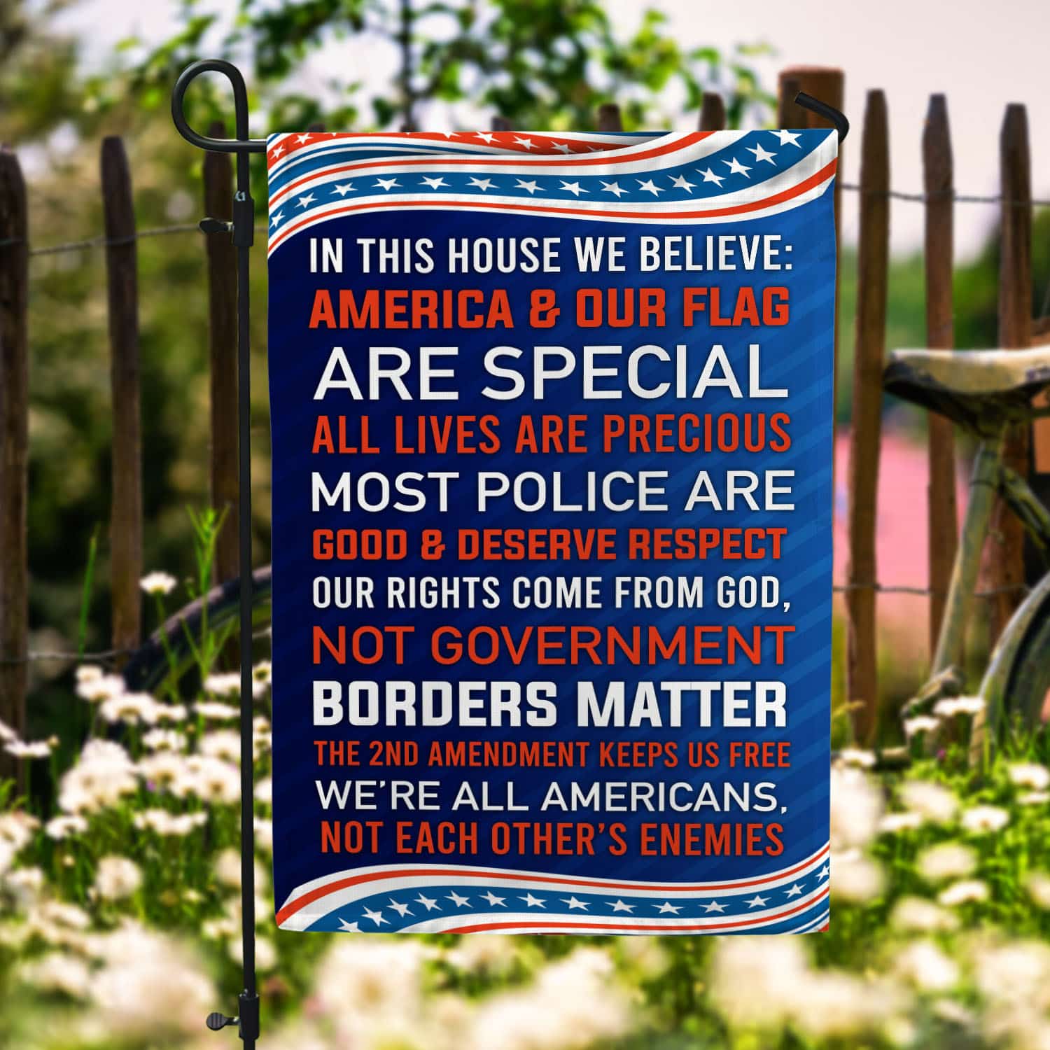 16 HG. In This House Our Flag Garden Flag Mockup 6