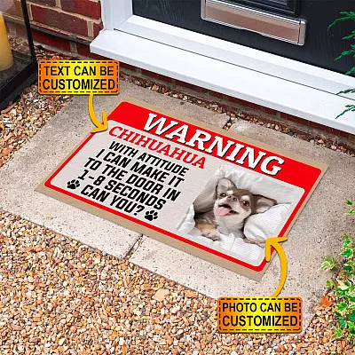 Personalized Photo Warning With Attitude I Can Make It To The Door Entrance Indoor Outdoor Decorative Doormat
