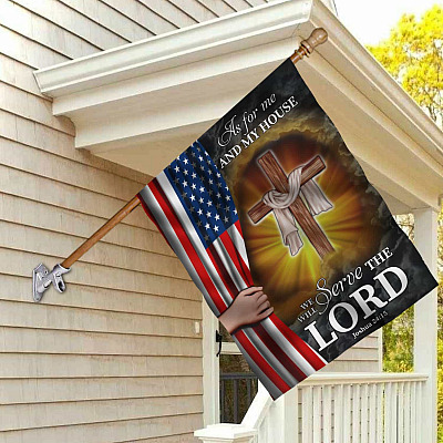 As For Me And My House We Will Serve The Lord Joshua 24:15 American Outdoor House Flag - Home Garden Flag