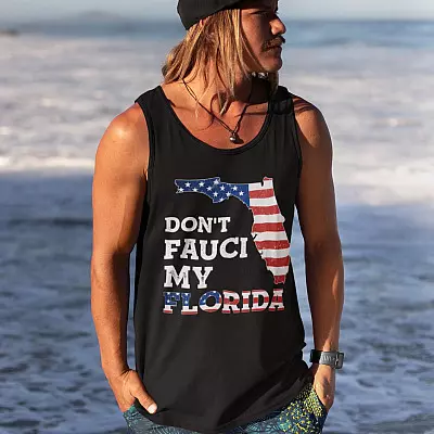 Alternative view of Don't Fauci My Florida Funny Cotton Tank Top Tee - Ladies Racerback Tank