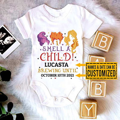 Alternative view of I Smell a Child Brewing Until Personalized Baby Onesie - Hocus Pocus Halloween Infant Bodysuit