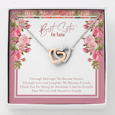 Best Sister In Law We Can Call Ourselves Family Interlocking Hearts Pendant Necklace - Sister In Law Gifts - Interlocking Hearts Necklace