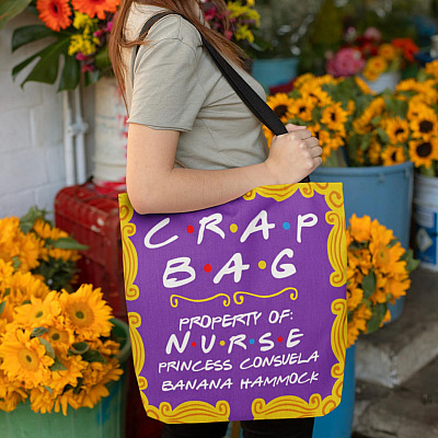 Alternative view of Crap Bag Property of Nurse Princess Consuela Banana All Over Print Tote Bag - Shoulder Bag - Reusable Grocery Shopping Bag