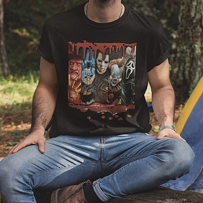 Alternative view of Horror Movies Halloween Characters T-Shirt - Halloween Scary Characters Shirt