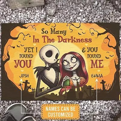 Personalized Jack And Sally So Many In Darkness Yet I Found You And You Found Me Indoor Outdoor Doormat