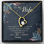 Personalized To My Wife Im Not Perfect But I Love You Very Much Forever Love Heart Pendant Necklace - Gift For Wife - Forever Love Necklace (18K Yellow Gold)