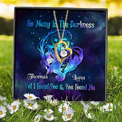 Alternative view of Personalized So Many In The Darkness I Found You And You Found Me Forever Love Heart Pendant Necklace-Couple Gift