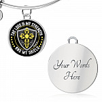 Cross the Lord Is My Strength and My Shield Christian Circle Pendant Necklace